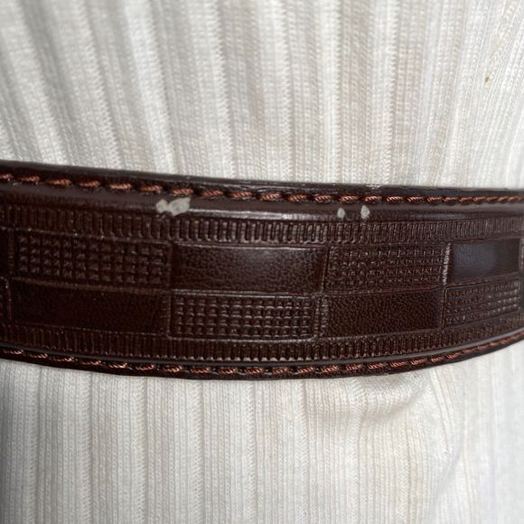 Mens Belt Xl Waist Brown Textured Pattern Genuine Leather - Picture 7 of 11